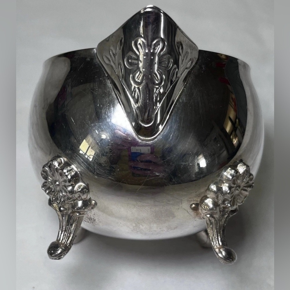 Vintage Leonard Silver Plated Footed Creamer Detailed Floral 3.25" Tall - Picture 2 of 8
